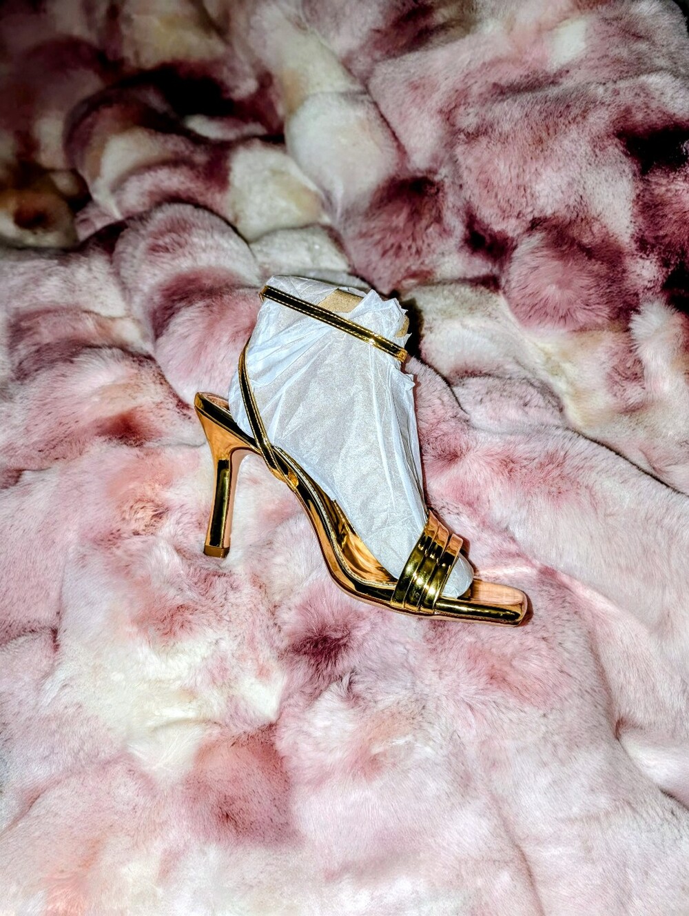 Metallic Gold Strappy Heels Size 8 NWOT Liquid Gold - Picture 3 of 5